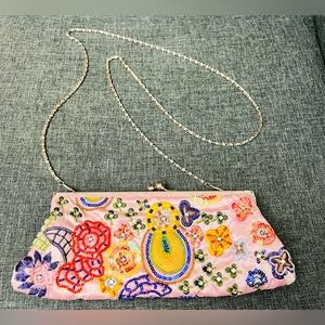 Vintage Clutch Pink Multicolored Beaded Evening Bag by Ermo